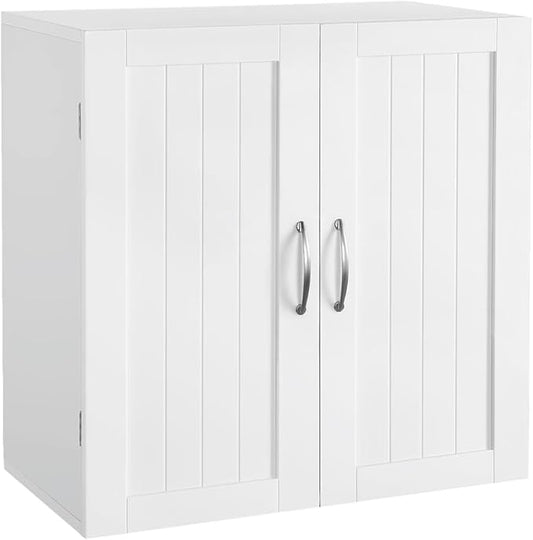 Yaheetech Bathroom Wall Cabinet, Medicine Cabinet with 2 Doors and Adjustable Shelf Cupboard Unit, Over The Toilet Storage Organizer for Living Room, Kitchen, Laundry
