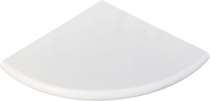 White Marble Corner Shower Shelf for Bathroom, 9'' x 9'' x 0.8'' Faux Marble Corner Shelves for Bathroom Wall Mounted Both Side Polished (1, White)