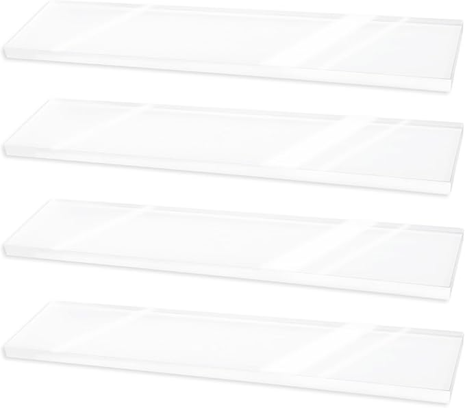 4pcs Medicine Cabinet Shelf Replacement, 13x1.18in/33x7.6cm Wall Mount Acrylic Shelves Board Storage 13 inch Shelving Replacemnt for Bathroom Kitchen Living Room Organizer (Clear)