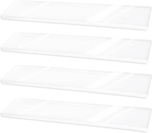 4pcs Medicine Cabinet Shelf Replacement, 13x1.18in/33x7.6cm Wall Mount Acrylic Shelves Board Storage 13 inch Shelving Replacemnt for Bathroom Kitchen Living Room Organizer (Clear)