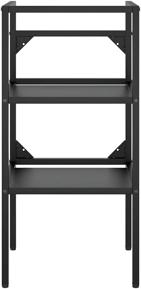 vidaXL Black Iron Bathroom Washbasin Frame - Durable Powder-Coated Console Sink Stand with Storage Space and Easy-Clean Surface, 15.7"x15"x32.7"
