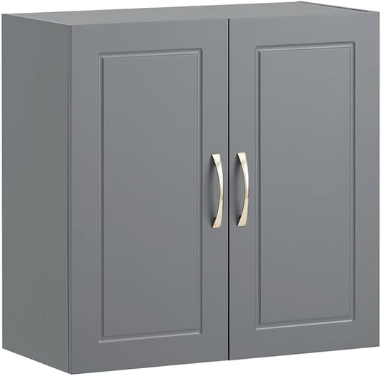 Haotian Wall Cabinet Laundry Room, Wall Storage Cabinet Kitchen Bathroom Garage, Medicine Cabinet with Shelf, Grey FRG231-DG
