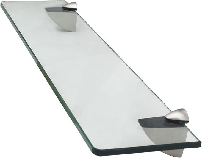 XVL Glass Shelf 20 Inch Bathroom Tempered Glass Rack Brushed Nickel GS3001AM