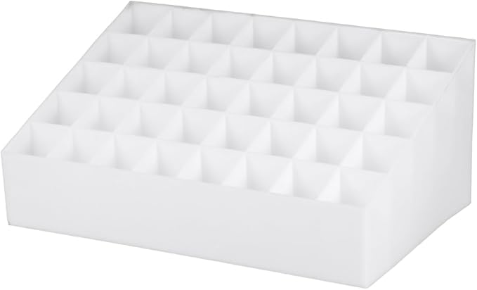 FRCOLOR 40 Box 40 Slots Makeup Holder Lipstick Holder Case Jewelry Storage Case Beauty Organizer Lip Gloss Lip Tint Display Stand White Desktop