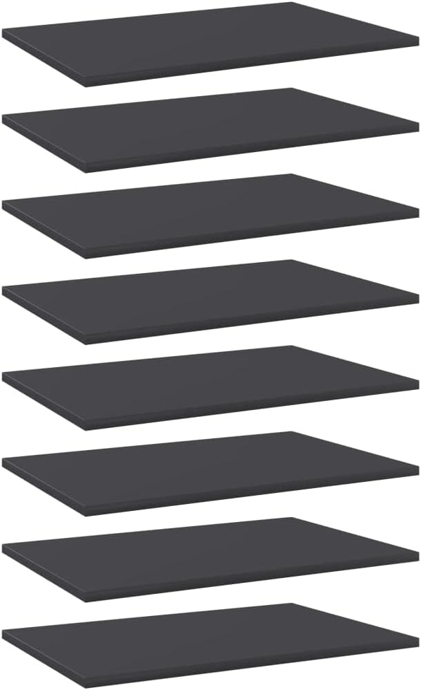 Set of 8 Grey Engineered Wood Wall Mounted Shelves 23.6x15.7x0.6 Inch Shelf Boards for Modern Home Storage and Display
