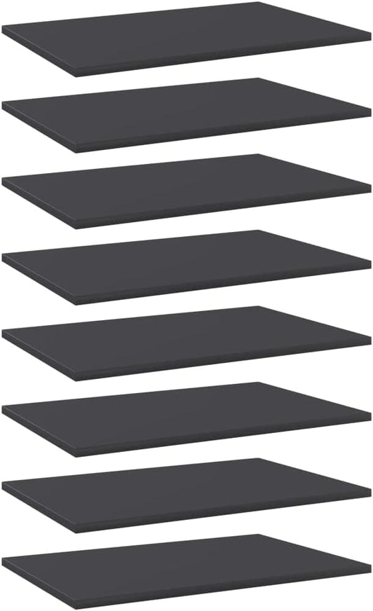 Set of 8 Grey Engineered Wood Wall Mounted Shelves 23.6x15.7x0.6 Inch Shelf Boards for Modern Home Storage and Display