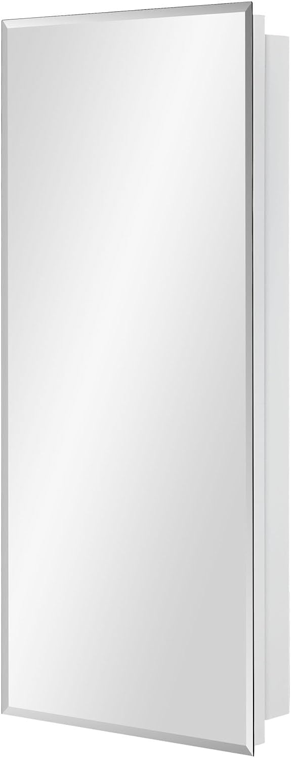 IDYLLOR Bathroom Medicine Cabinet with Beveled Edge Mirrored Door 16 x 36 inch, Recessed or Surface Mount, with Adjustable Glass Shelves