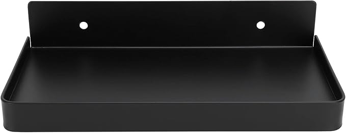 TOPINCN Toilet Phone Shelf, Floating Wall Shelves Wall Mounted Thick Phone Holder, Stainless Steel Multifunctional Storage Shelf for Bathroom, Toilet, Kitchen (Black)