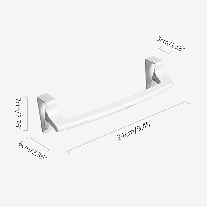 Towel Rack Over Door Towel Bar Hanging Holder ABS Bathroom Kitchen Cabinet Towel Rag Rack Shelf Hanger for Cupboard Door, 24x6x7cm, White