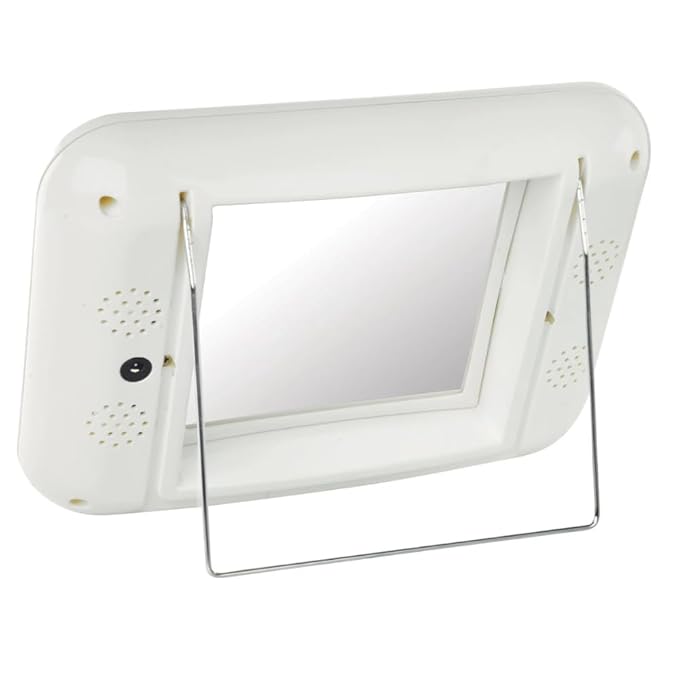 JERDON Two-Sided Makeup Mirror with Lights - Vanity Mirror with 5X Magnification & Two Setting Glare-Free Lighting - White Base - Model J1015