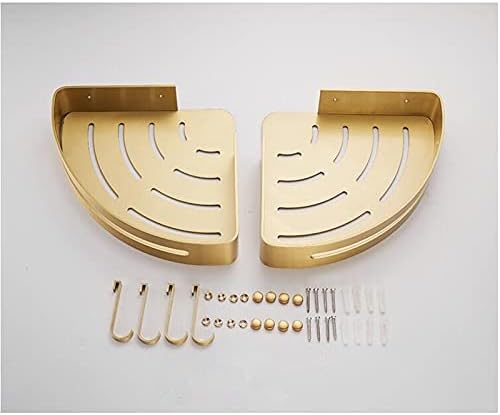 ZTBH Bathroom Divider Bathroom Shelf, Wall Mounted Corner Shelf Bathroom Hardware Sets (Color : Brushed Gold 3)