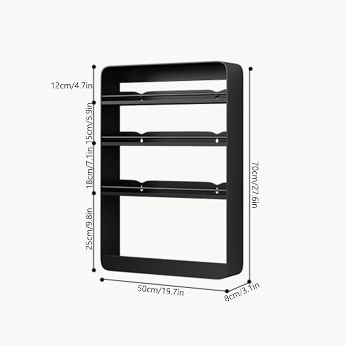 Multi-Layer Wall Mounted Bathroom Shelves, Punch-Free Makeup Organizer, Metal Wall Hanging Spice Rack, Multifunctional Wall Shelves for Kitchen, Bathroom or Living Room(Gray,Large)