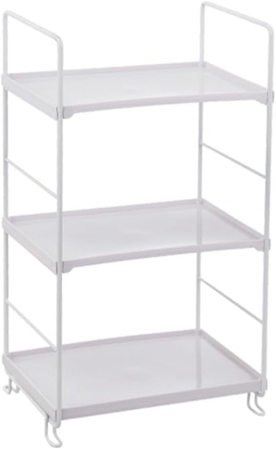 WFF Corner Storage Rack, 3 Levels Open-Save Space-Multi-Purpose Household Organizer Suitable for Bathroom, Office, Bedroom, Living Room (Color : White, Size : Rectangle)