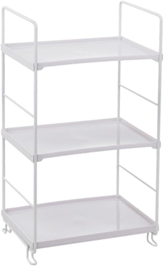 WFF Corner Storage Rack, 3 Levels Open-Save Space-Multi-Purpose Household Organizer Suitable for Bathroom, Office, Bedroom, Living Room (Color : White, Size : Rectangle)
