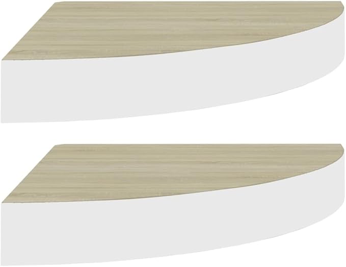 Wall Corner Shelves Set of 2, Floating Corner for Wall Decor, Oak White MDF Honeycomb Shelves with Invisible Mounting, 13.7 x 13.7 Inches for Living Room, Bathroom, Office Storage and Display