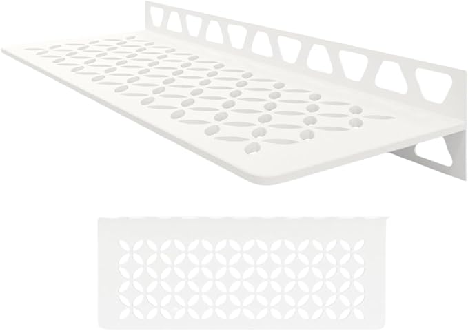 Schluter Rectangular Shelf for Tiled Walls - 4mm Thick, Floral Design, Aluminum Material, Matte White Finish - SWS1D5MBW