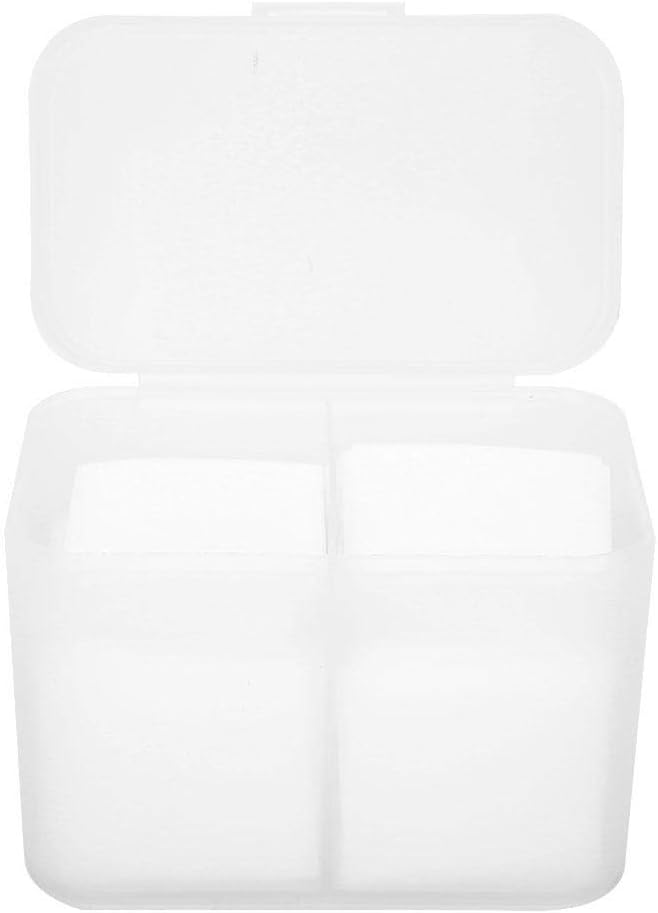 2 Grids Nail Storage Box Nail Polish Remover Pad Storage Box Container Box Plastic Box Transparent Box Makeup Storage Box Durable Safe and Hygienic Suitable for Home Salon(WHITE)