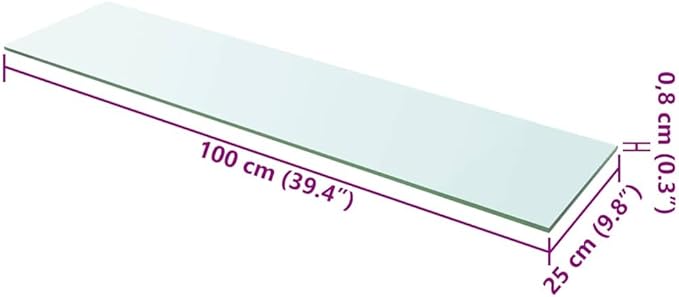 Tempered Glass Shelf Panel, 39.4 x 9.8 Inch Clear Rectangular Floating Replacement Shelf for Living Room, Office Decor, Heavy Duty 33.1 lbs Capacity