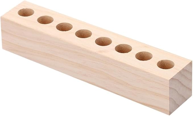 Wood Lipstick Holder, Natural Wood Lipstick Organizer Display Stand Cosmetic Makeup Organizer for Lipstick, Brushes, Bottles, and More - Low