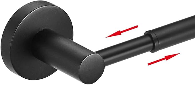 BESy Adjustable 15 to 26 Inch Single Bath Towel Bar Rack for Bathroom Accessories SUS304 Stainless Steel Towel Holder, Wall Mount with Screws Hand Towel Bar Rod Hotel Style, Matte Black