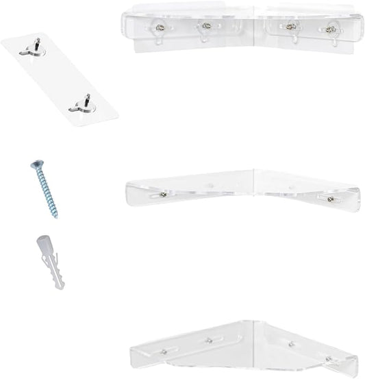 3PCs Acrylic Wall Shelves Corner Shelf Strong Adhesive Backing Decorative Display Shelving for Bathroom Bedroom Office Heavy Duty Adhesive Shelves