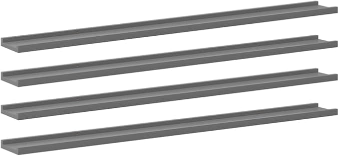 Set of 4 Floating Wall Shelves, 45.3 Inch Modern Grey MDF Storage Display Ledges for Living Room, Bedroom, and Home Office Organization