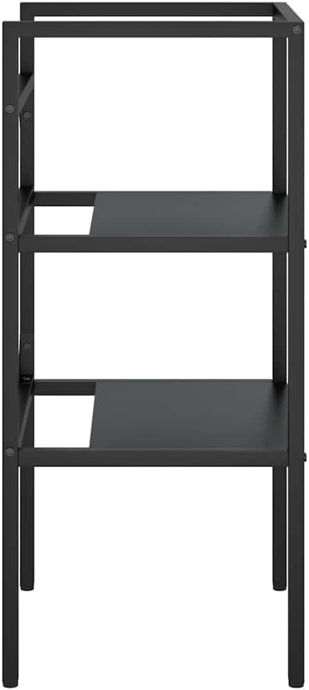 vidaXL Black Iron Bathroom Washbasin Frame - Durable Powder-Coated Console Sink Stand with Storage Space and Easy-Clean Surface, 15.7"x15"x32.7"