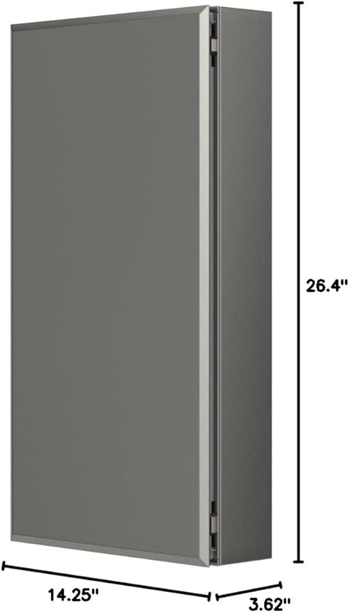 Kohler CB-CLC1526FS Frameless Bathroom Mirror Medicine Cabinet, Single Door, Rectangular Beveled Edge Frame, Bathroom Cabinet Mirror, Adjustable Shelves, 15 in. W x 26 in. H