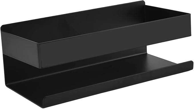 Hilitand Single Tier Shelf Toiletries and Cosmetics Storage Rack, Matte Black Bathroom Kitchen Organizer, No Drilling Installation