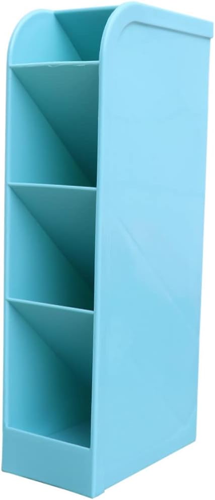 Diagonal Makeup Brush Holder and Stationery Organizer Small Blue Desktop Storage Box for Office and Home Use Durable and Stylish Design for Pens Brushes and Cosmetics