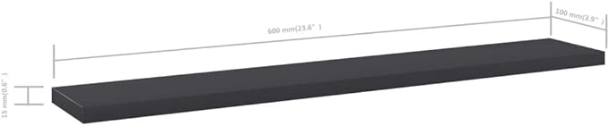 Wall Mounted Shelf Set of 4 Grey Engineered Wood Boards 23.6 in x 3.9 in for Home Storage and Display