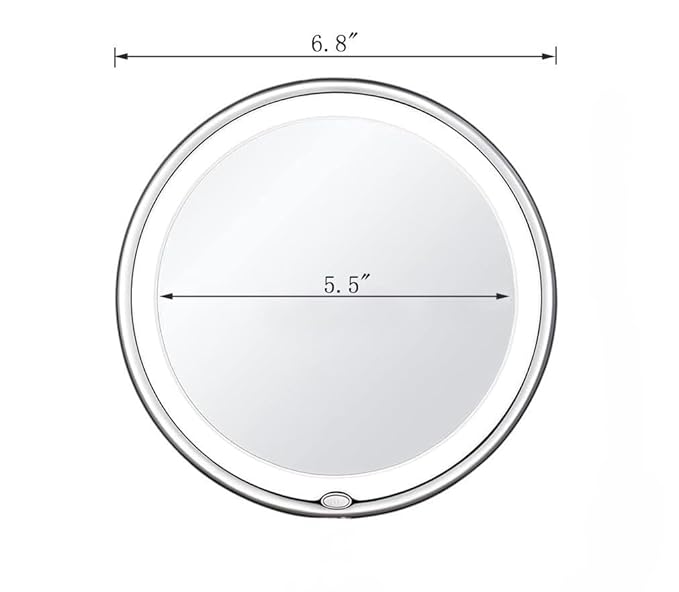 JiBen LED Lighted 10X Magnifying Makeup Mirror with Power Locking Suction Cup, Bright Diffused Light and 360 Degree Rotating Adjustable Arm, Portable Cordless Home and Travel Bathroom Vanity Mirror