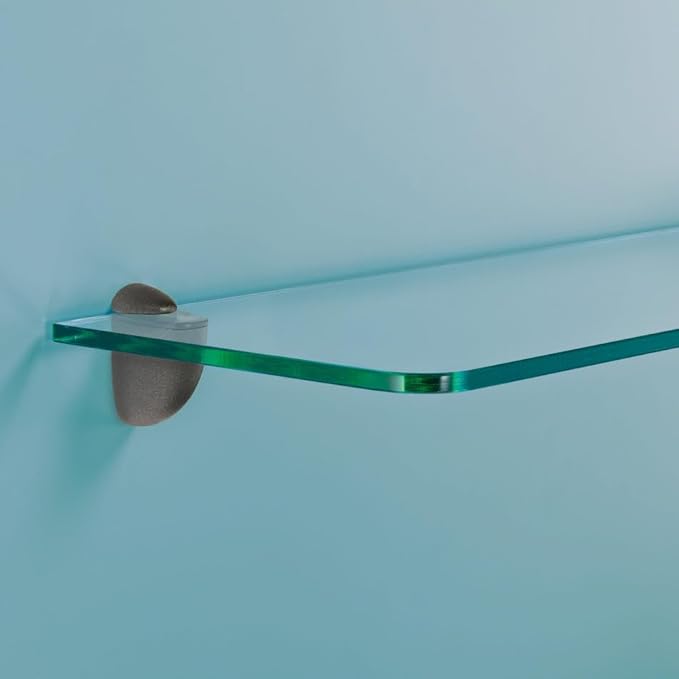 Glass Shelves - Tempered Safety Glass Shelves for Bathroom, Choose Over 20 Shelf Brackets and Multiple Shelf Sizes - Jam Style - 31.5 x 7.9 in - Anthracite Clip