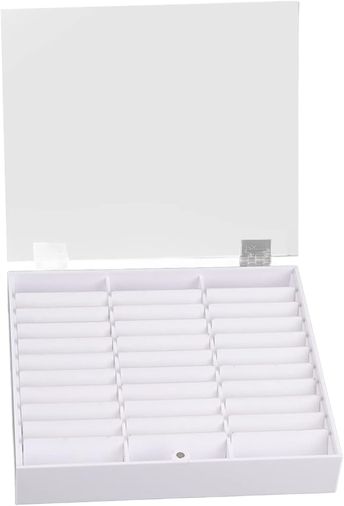 Sonew Nail Art Tips Display Box, Empty Nail Tips Storage Box Fake Nail Display Case Nail Tips Organizer Holder Nail Decoration Container(White)