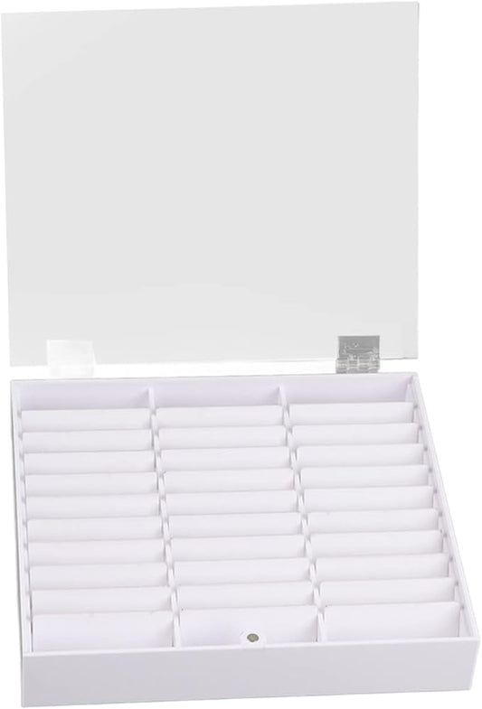 Sonew Nail Art Tips Display Box, Empty Nail Tips Storage Box Fake Nail Display Case Nail Tips Organizer Holder Nail Decoration Container(White)