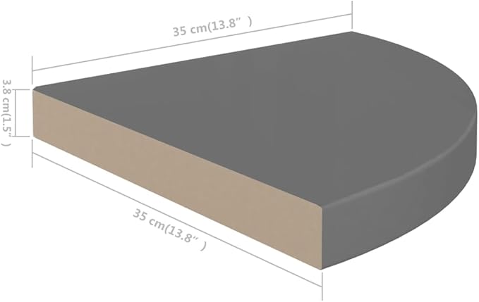Floating Corner Shelves 4 Pack High Gloss Gray Wall Mounted Display Storage for Living Room Bathroom Kitchen, 13.8x13.8x1.5 Inches MDF with Invisible Mounting System, Holds 11lb Each