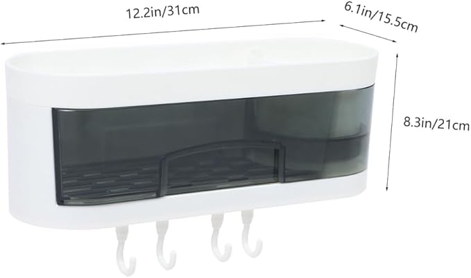 LIFKOME Wall-Mounted Bathroom Shelf Storage Rack, Plastic Multi-Functional Wall Shelf with Hooks, Space-Saving Organizer for Kitchen and Bathroom Use, Random Color