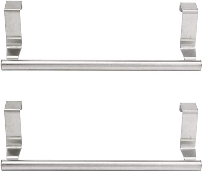 Bath Towel Bars Holder Multifunction Kitchen Cabinet Door Drawer Towel Hanging Rack Stainless Steel Bathroom Towel Bar - Set of 2 (Set of 2-9")