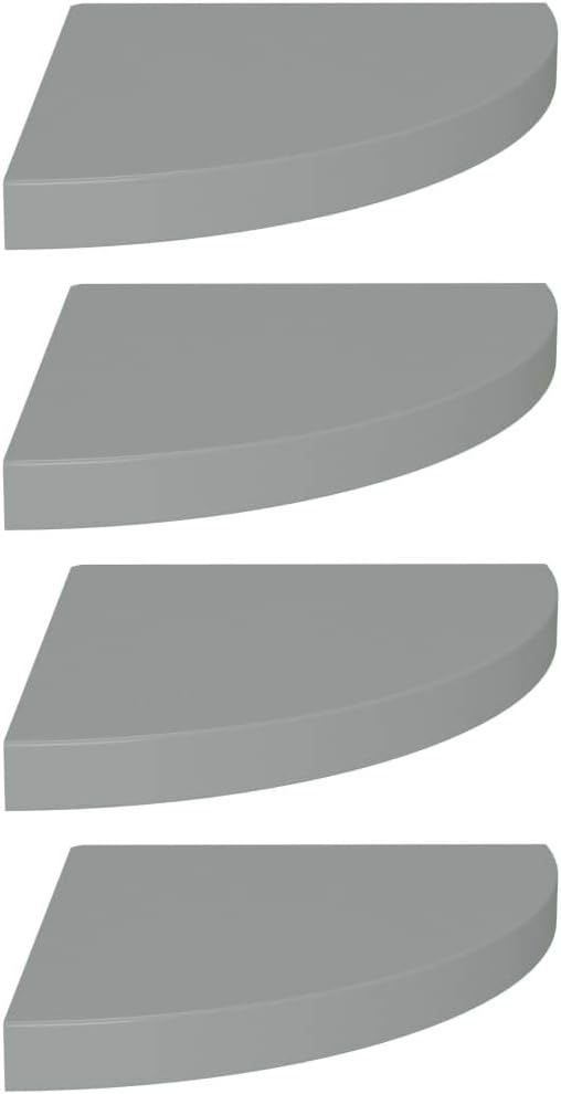 Floating Corner Shelves Set of 4 Gray 13.8x13.8x1.5 Inch Wall Mounted Honeycomb MDF with Invisible Bracket for Bathroom Bedroom Living Room Decor