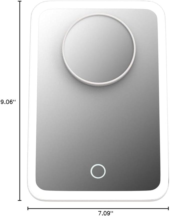 Fancii Rechargeable LED Travel Makeup Mirror with 3 Color Settings - Detachable 10x Magnifying Mirror, Dimmable Touch Light, Adjustable Kickstand, Lighted Portable Vanity Mirror (Aura Go 2)