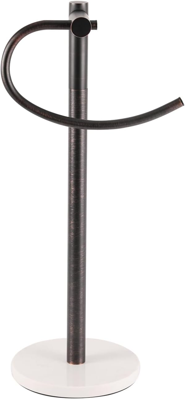 Standing Towel Bar Holder - Free Standing Bathroom Towel Rack Towel Holder with Engineered Stone Base - Countertop Vanity Towel Stand for Hand/Kitchen Towels (Oil-Rubbed Bronze)