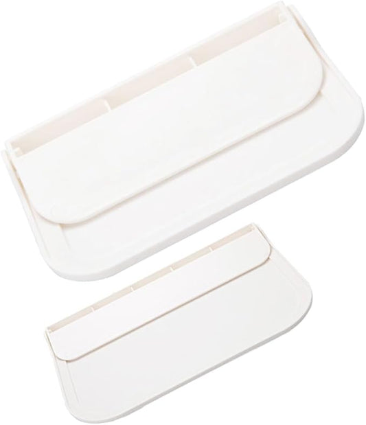 2pcs Foldable Wall Mount Bathroom Corner Shelf with Soap Dish Adhesive Floating Storage Rack for Towels and Toiletries Space-Saving Small and Large Bathroom Shelves