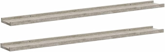Concrete Gray Wall Shelves Set of 2, 39.4 Inch Long Floating Shelves for Living Room Bedroom, Modern Industrial MDF Shelf for Decor Books Plants, Easy Mount Storage Solution
