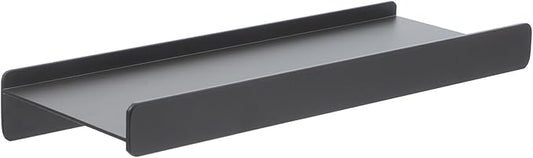 Floating Wall-Mounted Bathroom Shelf 12-inch Aluminum Alloy Gunmetal Gray with Lip Edge, Heavy Duty Decorative Organizer for Toiletries and Makeup Storage