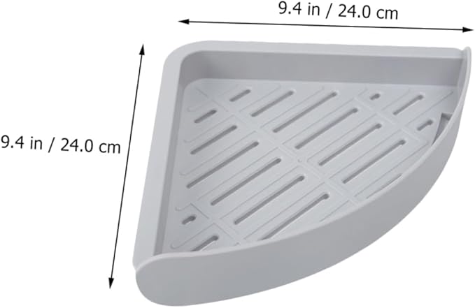 LALAFINA 2pcs Triangular Bathroom Corner Storage Racks Punch Wall Shelf for Toiletries and Drainage Design Grey for Efficient Organization Bathrooms and Kitchens