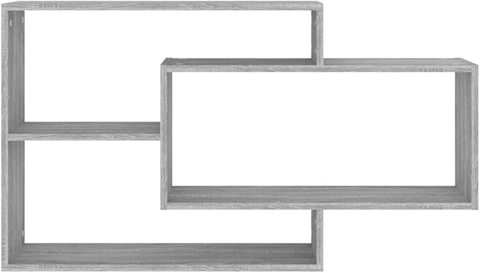 Floating Wall Shelf, 3-Tier Grey Sonoma Storage Shelves for Living Room Bedroom, Modern Engineered Wood Display Unit for Books Decor, 41-Inch Wall Mounted Shelf