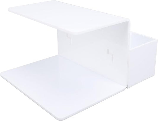 Asixxsix Eyelash Grafting Pillow Stand, Acrylic Eyelash Pillow Rack with Tape Dispenser Cutter, Warm Lash Extension Makeup Tool Display Cabinet Shelves, for Eyelash Salons (White)