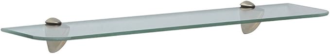 Shelf-Made KT-0134-624SN Glass Shelf Kit, Satin Nickel, 6-Inch by 24-Inch