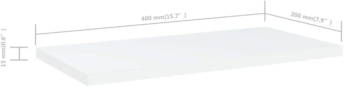 Set of 8 White Engineered Wood Bookshelf Boards 15.7x7.9x0.6 Inch Wall Mounted Shelves for Display and Storage