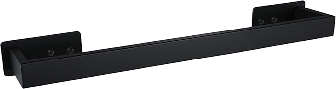 LANC Matte Black Bath Towel Bars 16-Inch, Self Adhesive Towel Bar for Bathroom Wall Mounted and No Drilling Towel Rack, Sticky on Kitchen Hand Towel Holder 304 Stainless Steel, A8310MB-L4